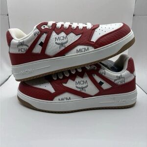 MCM Red and White Logo Sneakers